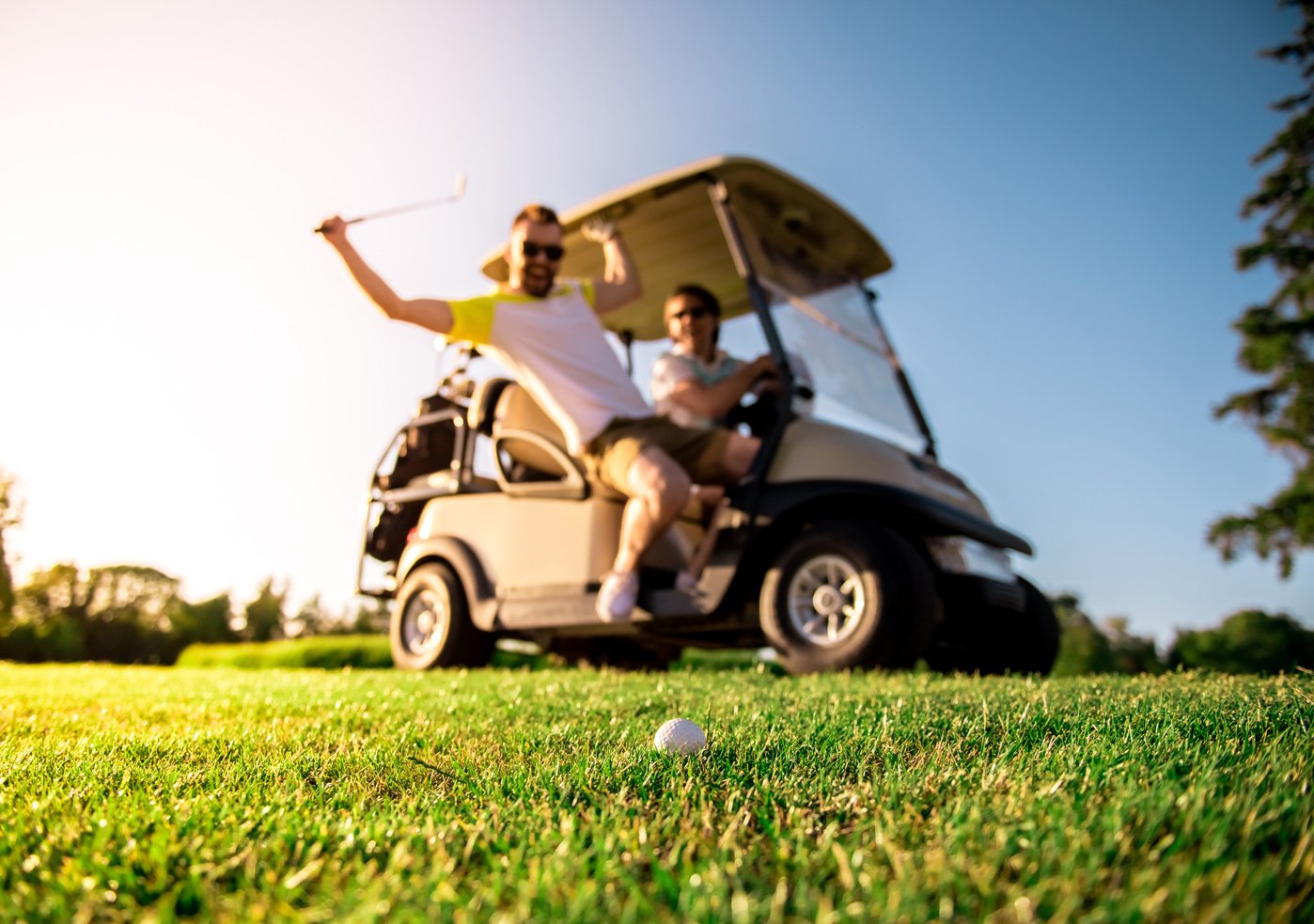 Men playing golf